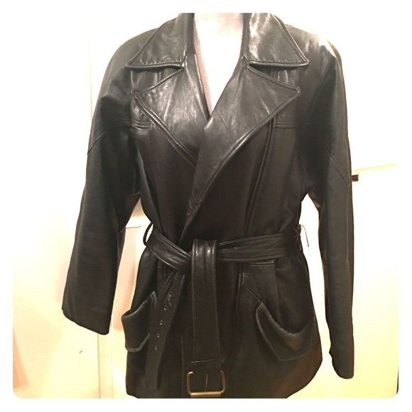 Vintage EXPRESS soft leather 3/4 length coat - Picture 1 of 8
